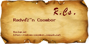 Radván Csombor névjegykártya